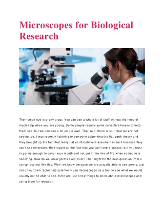 Microscopes for Biological Research