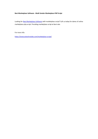 Best Marketplace Software- Multi Vendor Marketplace PHP Script