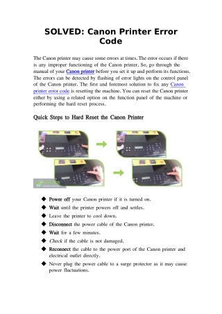 Instant Guidance for Canon Printer Error Code | Printer's Blog