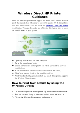 Wireless Direct HP Printer and Mobile Printing Steps | BLOG