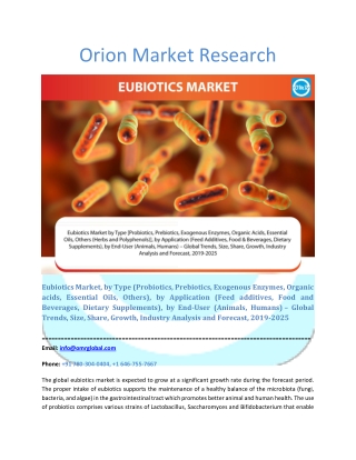 Eubiotics Market Segmentation, Forecast, Market Analysis, Global Industry Size and Share to 2025