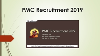 PMC Recruitment 2019 Notification For 105 Apprentice Trainee Posts