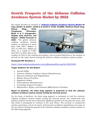 Growth Prospects of the Airborne Collision Avoidance System Market by 2022