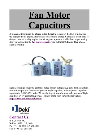 Fan Motor Capacitors