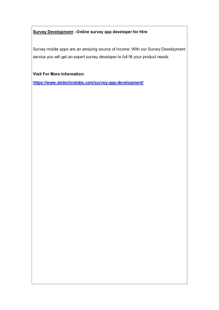 Survey Development - Online survey app developer for Hire