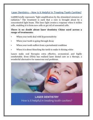 Laser Dentistry – How is it Helpful in Treating Tooth Cavities?