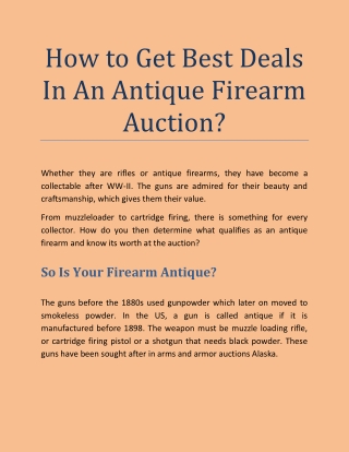 How to Get Best Deals In An Antique Firearm Auction?