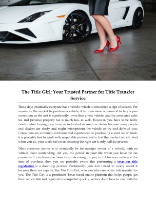 The Title Girl: Your Trusted Partner for Title Transfer Service