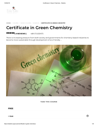 Certificate in Green Chemistry - Edukite