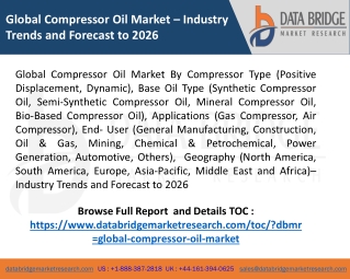 Global Compressor Oil Market – Industry Trends and Forecast to 2026