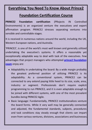 Everything You Need To Know About Prince2 Foundation Certification Course