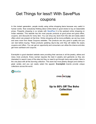 Get Things for less!! With SavePlus coupons