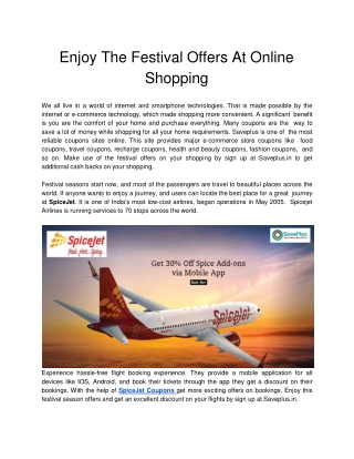 Enjoy The Festival Offers At Online Shopping