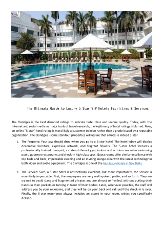 The Ultimate Guide to Luxury 5 Star VIP Hotels Facilities & Services