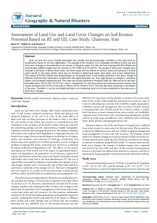 Assessment of Land Use and Land Cover Changes on Soil Erosion Potential Based on RS and GIS, Case Study: Gharesou, Iran