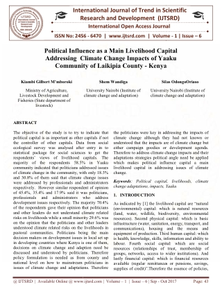 Political influence as a main Livelihood capital addressing climate change impacts of Yaaku Community of Laikipia County