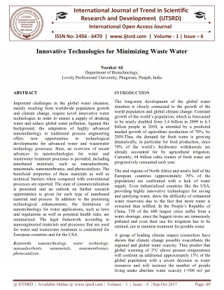 Innovative Technologies for Minimizing Waste Water