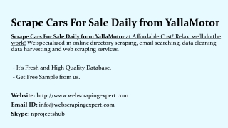 Scrape Cars For Sale Daily from YallaMotor