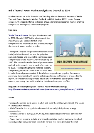 India Thermal Power Market Research Report 2030