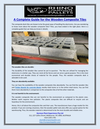 A Complete Guide for the Wooden Composite Tiles