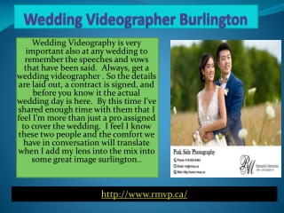 Wedding Videographer Burlington