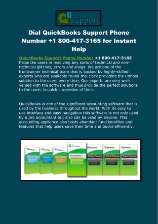 Dial QuickBooks Support Phone Number 1 800-417-3165 for Instant Help