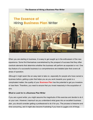 The Essence of Hiring a Business Plan Writer