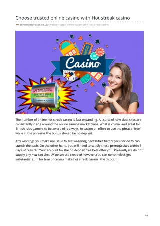 Choose trusted online casino with Hot streak casino