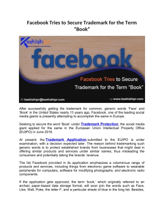 Facebook Tries to Secure Trademark for the Term “Book”