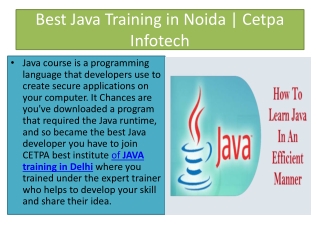 Best Java Training In Delhi | Advanced Java Training Institute In Noida