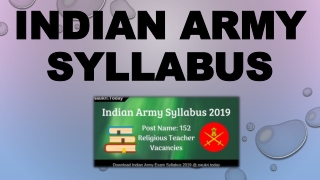 Indian Army Syllabus 2019 PDF Religious Teacher Pattern & Exam Date