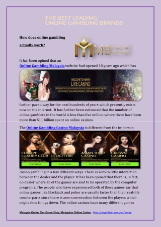 Online Gambling Casino Malaysia, Online Casino Website Malaysia