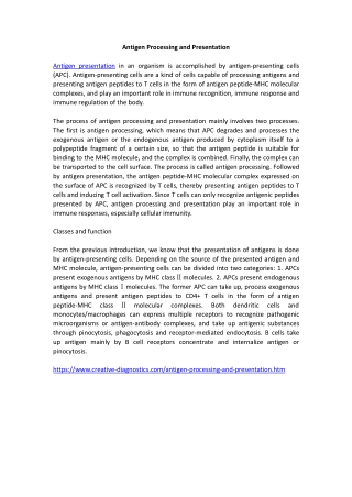 Antigen Processing and Presentation