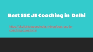Best SSC JE Coaching in Delhi