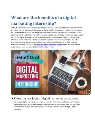 What are the benefits of a digital marketing internship?