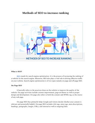Methods of SEO to increase ranking