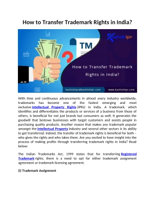 How to Transfer Trademark Rights in India?
