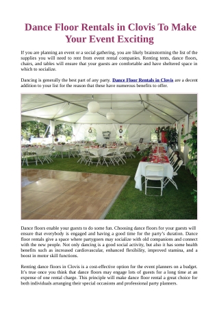 Dance Floor Rentals in Clovis To Make Your Event Exciting