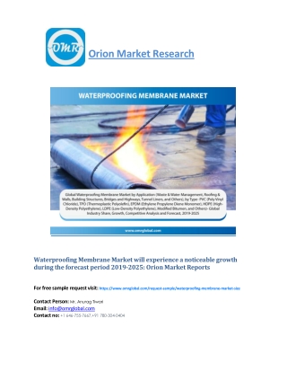 Waterproofing Membrane Market: Global Market Size, Industry Trends, Leading Players, Market Share and Forecast 2019-2025