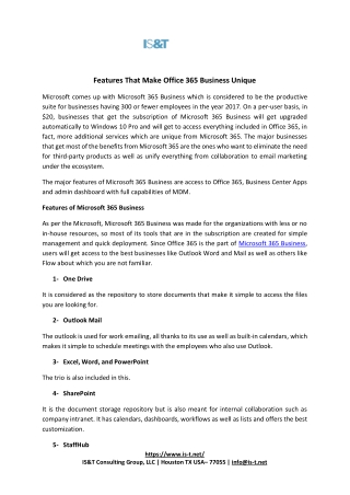 Features That Make Office 365 Business Unique