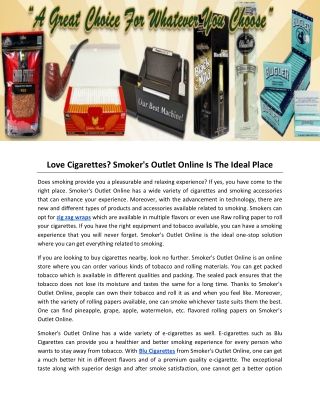 Love Cigarettes? Smoker's Outlet Online Is The Ideal Place