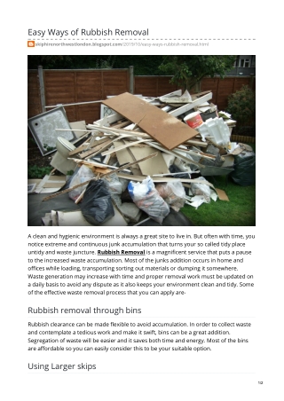 Easy Ways of Rubbish Removal