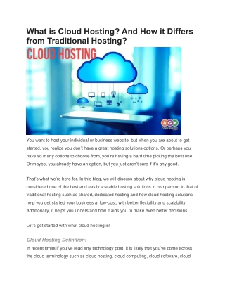 What is Cloud Hosting? And How it Differs from Traditional Hosting?