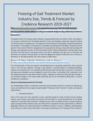 Freezing of Gait Treatment Market: Industry Size, Trends & Forecast by Credence Research 2019-2027