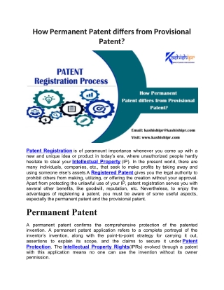 How Permanent Patent differs from Provisional Patent?