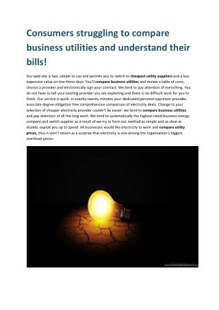 Consumers struggling to compare business utilities and understand their bills