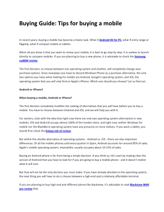Buying Guide: Tips for buying a mobile