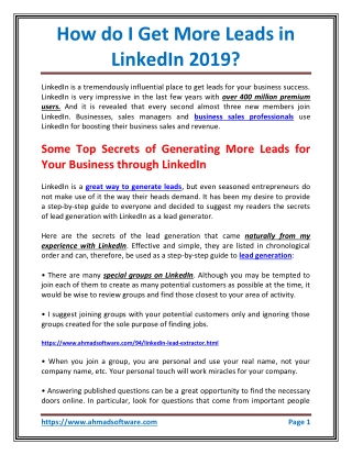 How do I get more leads in LinkedIn 2019