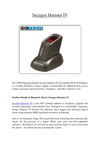 USB Biometric Reader | Fingerprint Scanner | Fingerprint Reader | India