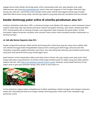 Bandar Dominoqq Poker Online Sah